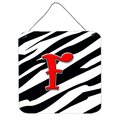 Micasa Letter F Initial Monogram Zebra Red Aluminium Metal Wall Or Door Hanging Prints MI236064